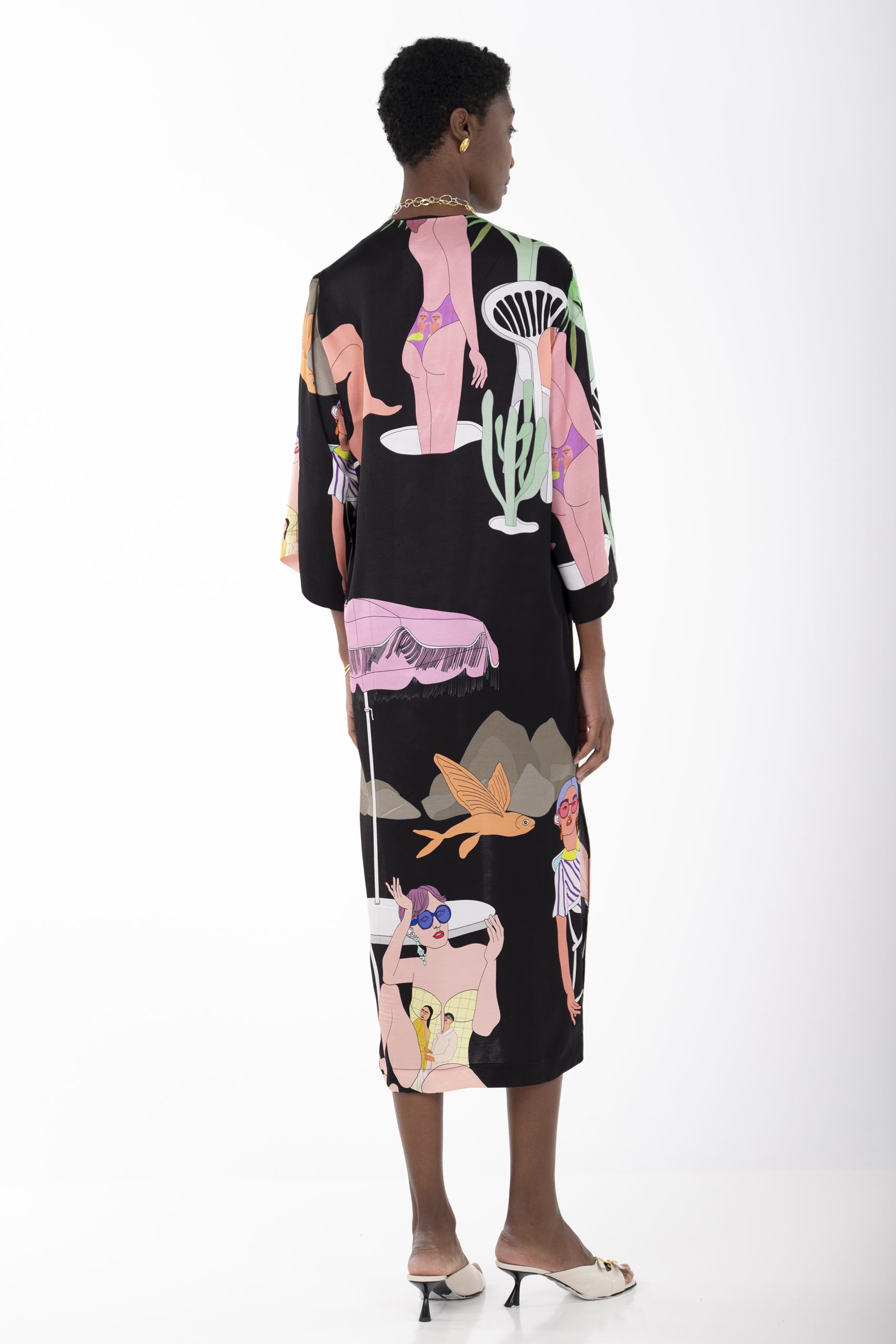 Beach black kimono b