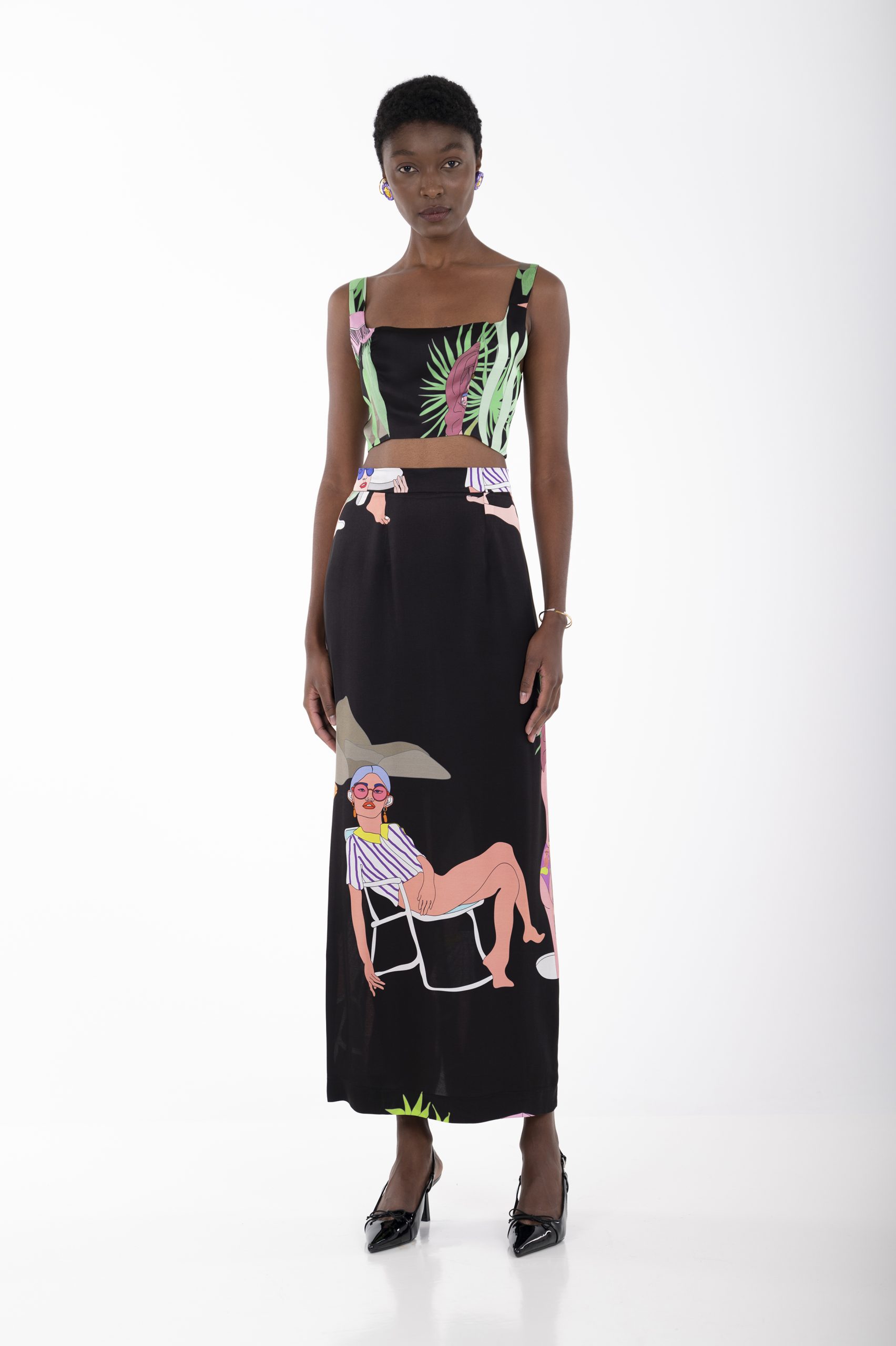 Beach black long skirt a