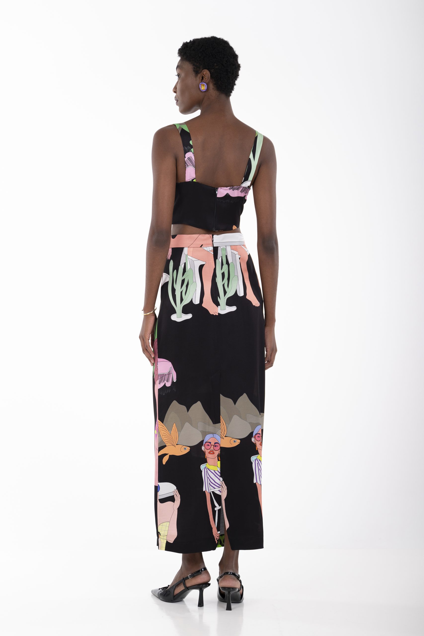 Beach black long skirt b