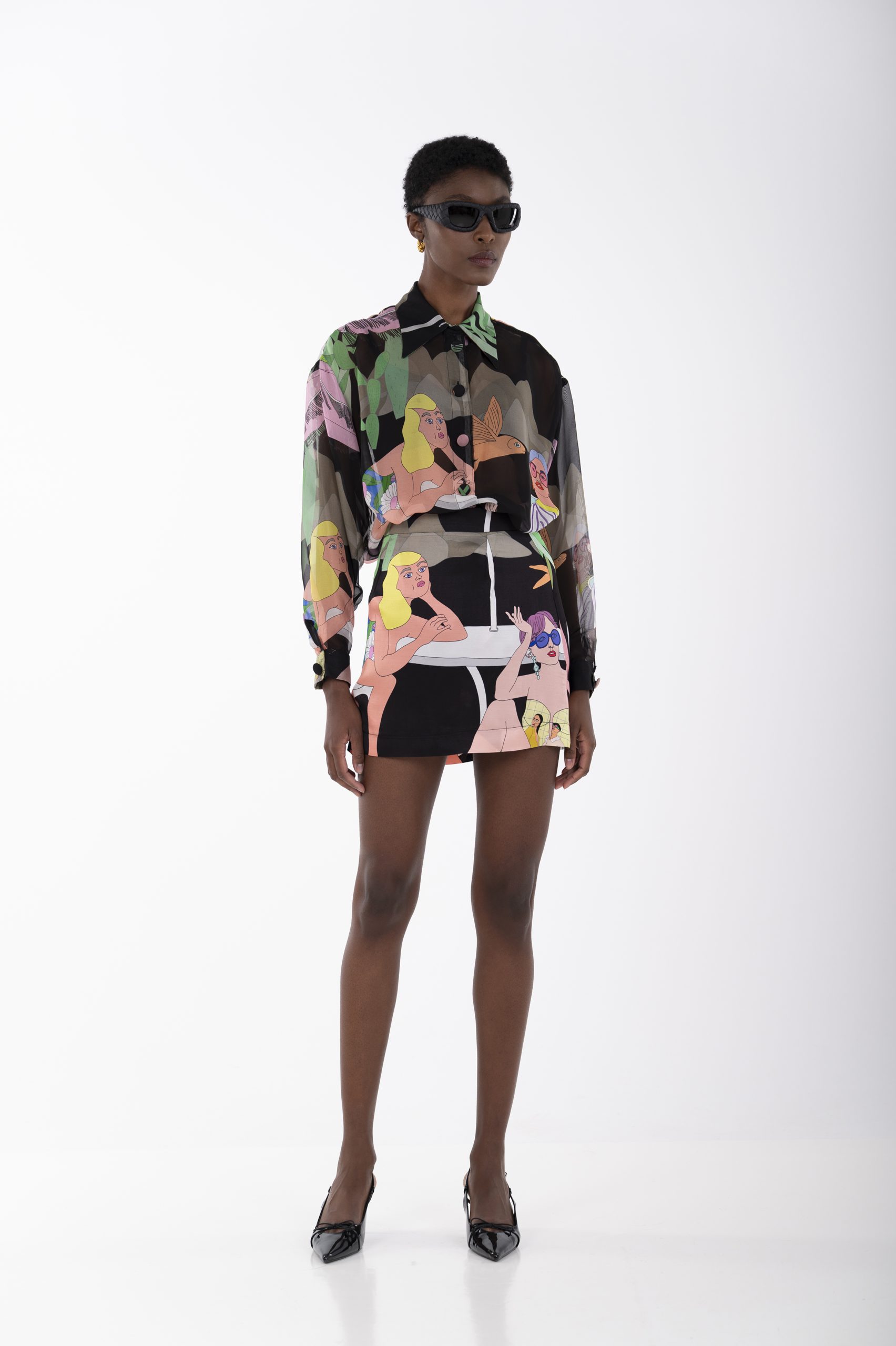 Beach black short skirt a
