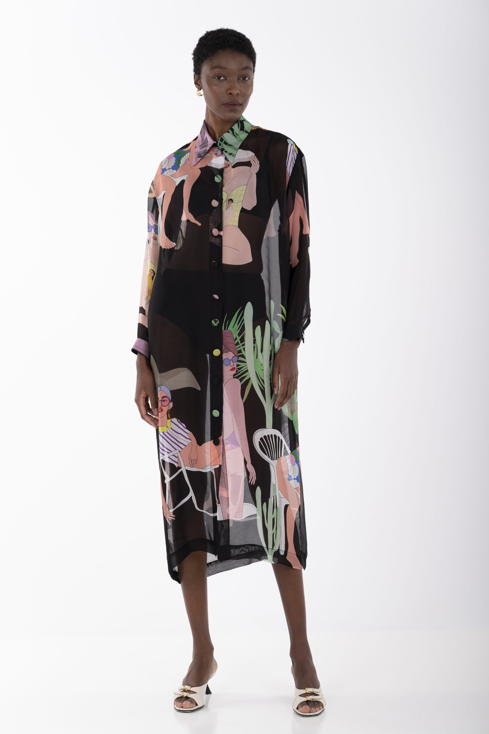 Beach black shirt dress a