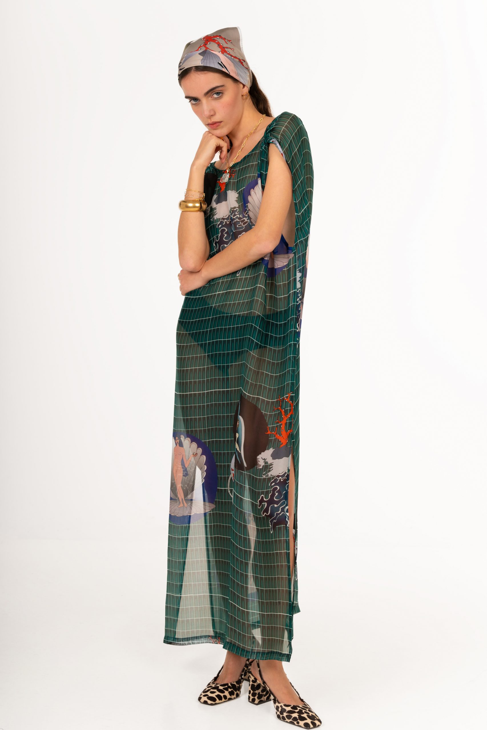 Urban seabed green kimono d