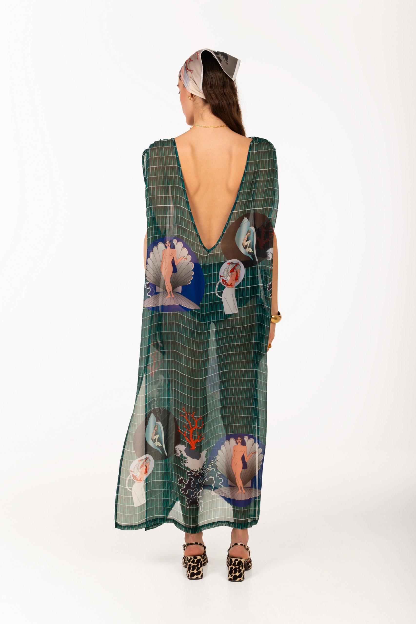 Urban seabed green kimono f